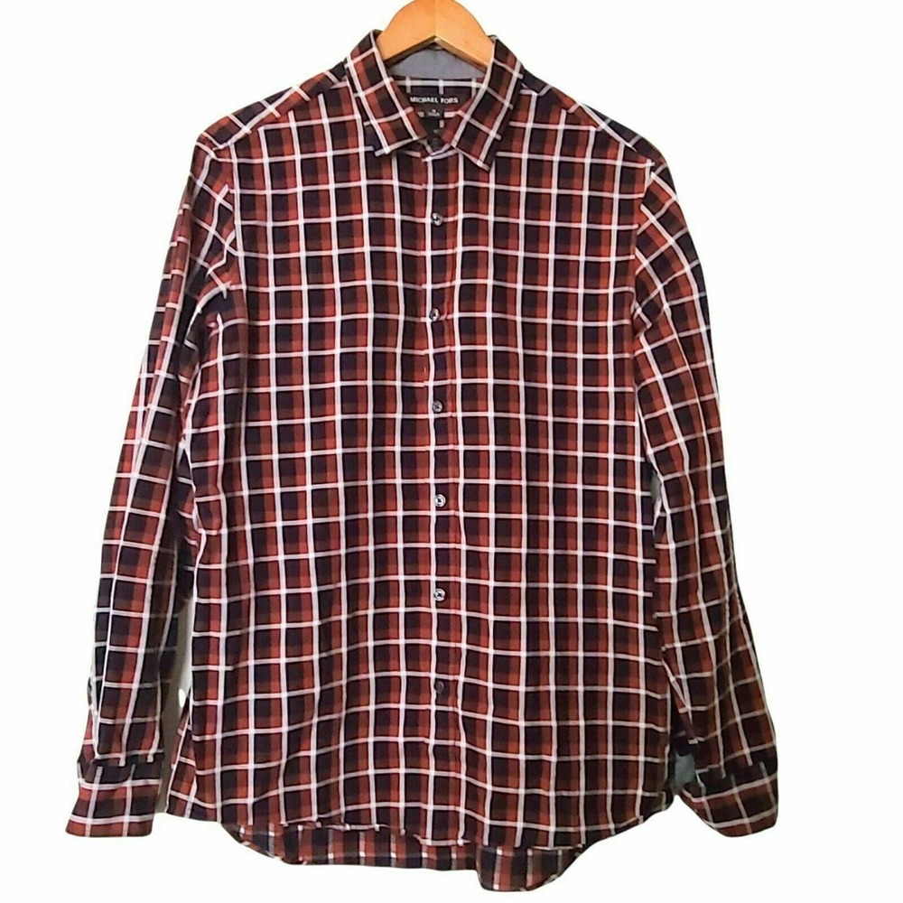 Michael Kors Men's Long Sleeve‎ Classic Fit Button Up Shirt Deep Henna M Medium